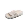Woman Faux Wool Insole Flat Slippers Round Head Open Toe Slingback Indoor Slipper 2024 Women Winter Female Plush Fur Slippers