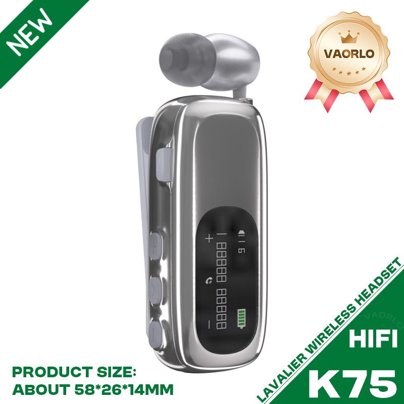 K89/K75 Lavalier Business Bluetooth 5.4 беспроводная гарнитура разговор/музыка 20H ЖК-цифровой дисплей HIFI наушники с микрофоном шумоподавление
