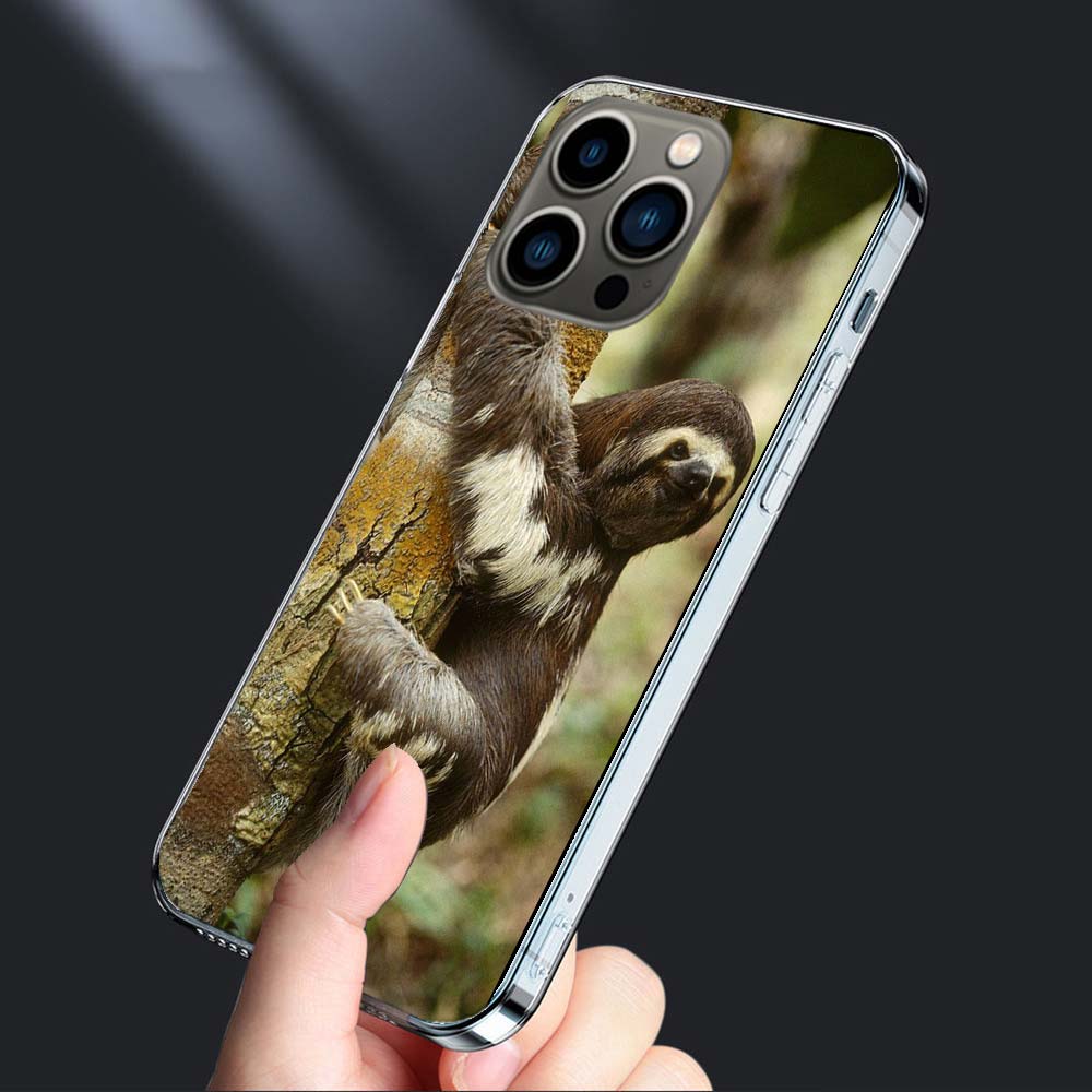 Милый чехол для телефона с ленивцем для iPhone 16E 15 Pro 14 Plus 17E 16 17 Pro Max Air 11 12 13 Mini Ударопрочный Capa Милый чехол TPU Прозрачный