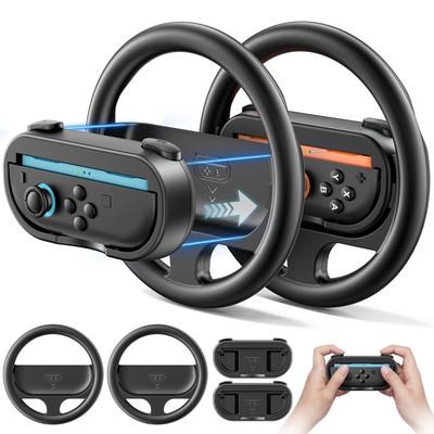 С Nintendo Switch Набор из 2 2 Mario Kart 2 Switch Легкий к Удобному к Черному [Совместимый 2] Ручки Joy-Con, Накладки Joy-Con, Периферийные устройства,