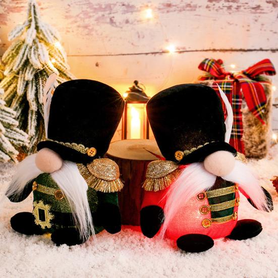 Light Up Christmas Gnome LED Christmas Plush Soldier Gnome Doll Glowing Faceless Dwarf Ornament for Home Table Decor