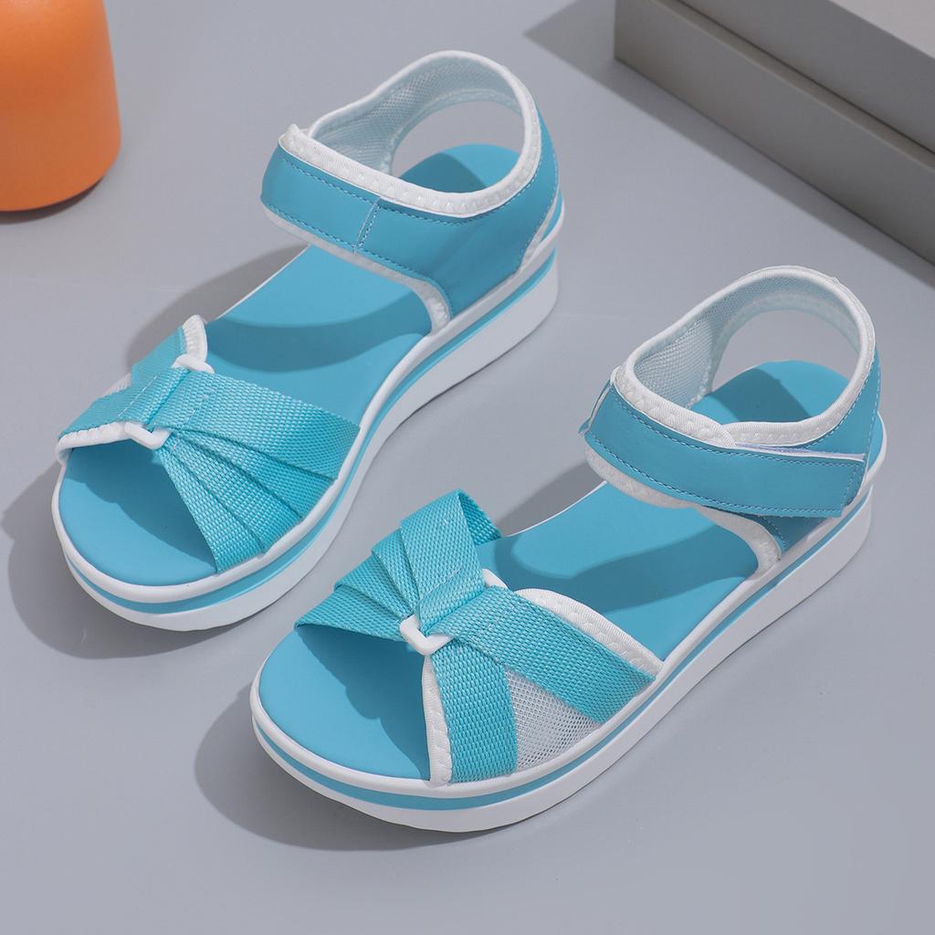 2025 New Foreign Trade European and American Large-size Platform Sandals Women's Supply Flat-bottomed Velcro Women's Beach Sandals