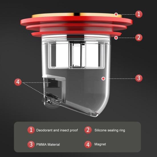 Сливной сердечник для пола с защитой от запаха, клапан защиты от перелива, легкий монтаж, уплотнение с магнитной левитацией, канализационный слив