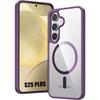 Case for Samsung Galaxy S25 Plus (Galaxy S25+) with Magnetic Circle, Hybrid Case Silicone and PC Purple Edge