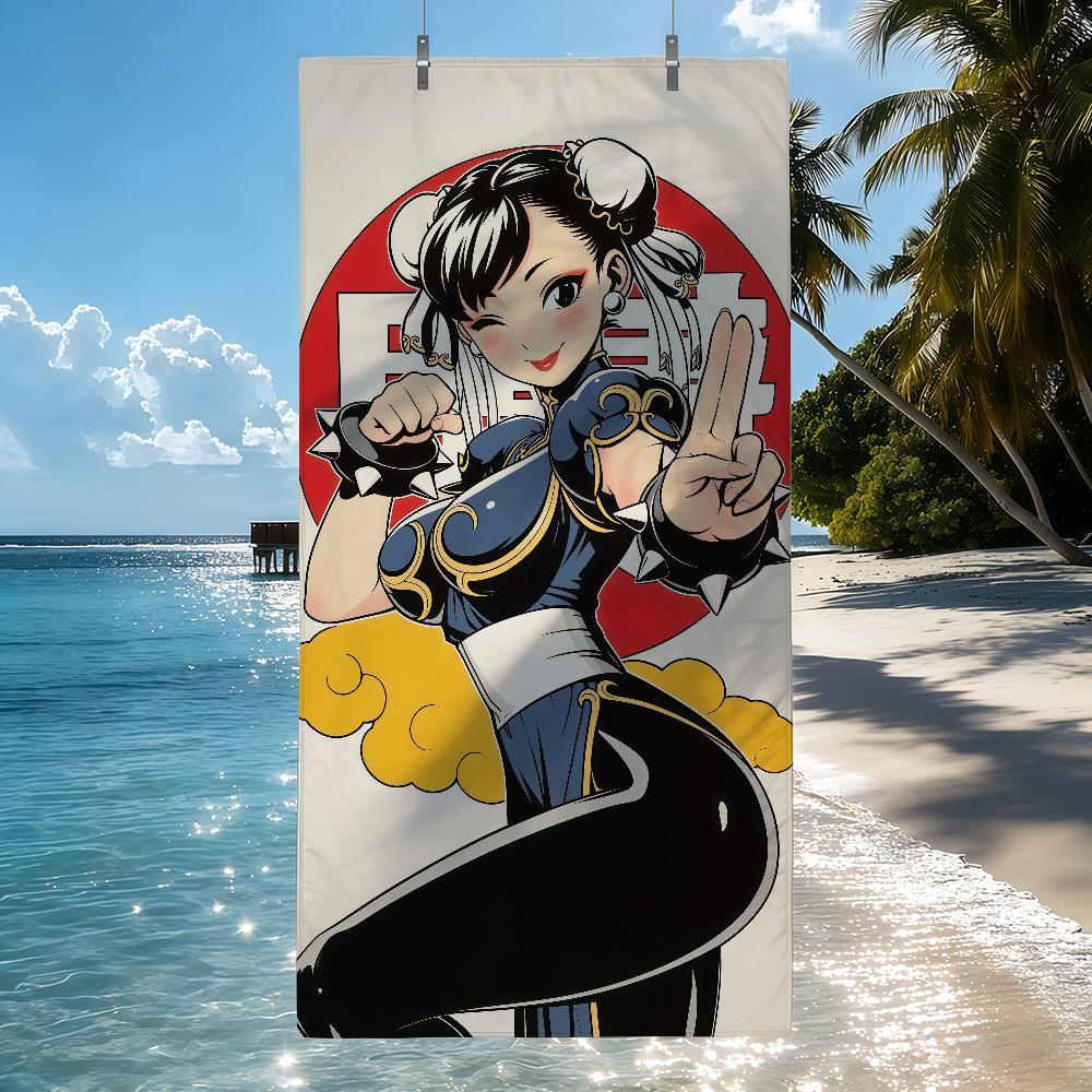 Классическая игра S-Street F-Fighter-Chunli Полотенце Быстросохнущие Пляжные полотенца Подходят для Бассейнов Кемпинга Йоги И Тренажерного зала