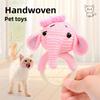 DIY Hand Crochet Yarn Pet Rattle Toy with Wooden Ring Cartoon Animal Doll for Cats Molar Anxiety Relief