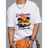 California Journey T Shirt White Classic Car Palm Tree Sunset Design Enjoy Your Life Graphic Printfor Men Summer Outfit Streetwear Fashion