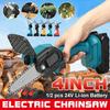 88V 1080W 4 Inch Mini Electric Chain Saw With 2 Battery Rechargeable Woodworking Pruning One-handed Garden Logging Power Tool