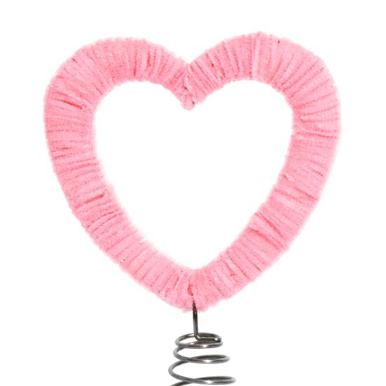 Valentine's Day Tree Topper Velvet Twist Heart Treetop Ornament Romantic Pink Heart Decoration for Home Wedding Christmas Party Supplies