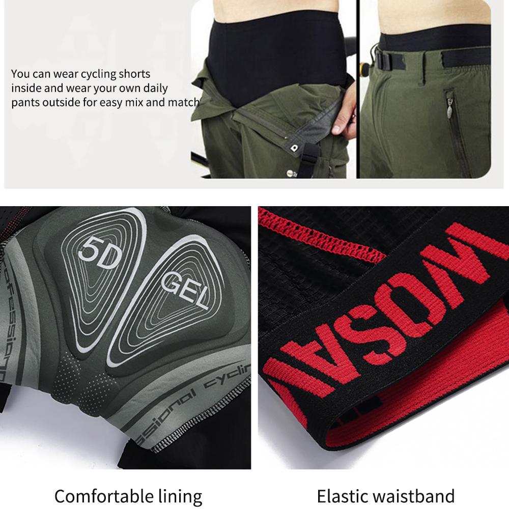 Велосипедные шорты WOSAWE Мужское нижнее белье для велоспорта 5D Велосипедные трусы с гелевой подкладкой Шорты для верховой езды