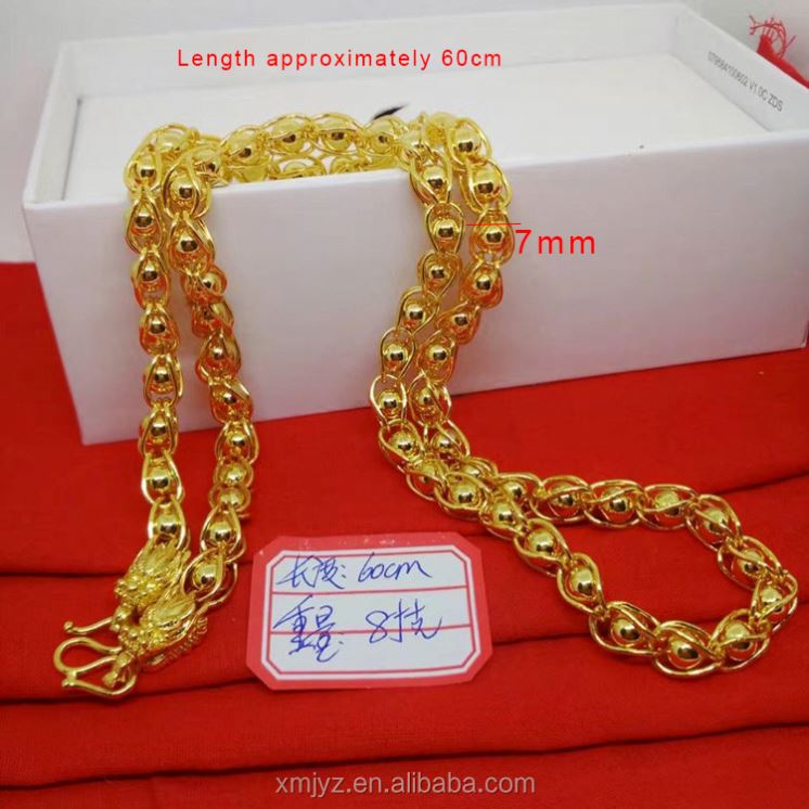 Gold Dubai Brass Fine Jewelry Men's Faucet Gold Plated Vacuum Plating Bead Necklace