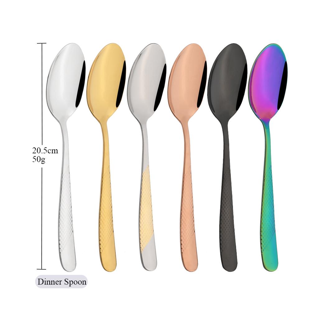 Jankng Western, 6 шт., набор столовых приборов, столовая посуда из нержавеющей стали, обеденная ложка, набор посуды, серебро с золотыми ложками, набор столового серебра