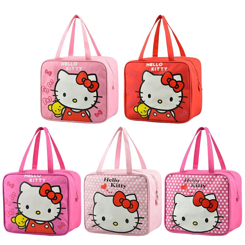 Каваий Сумка для ланча Hello Kitty Милая Мультяшная Водонепроницаемая Сумка для бенто Портативная Сумка-тоут Сумка для косметики Косметичка Для девочек