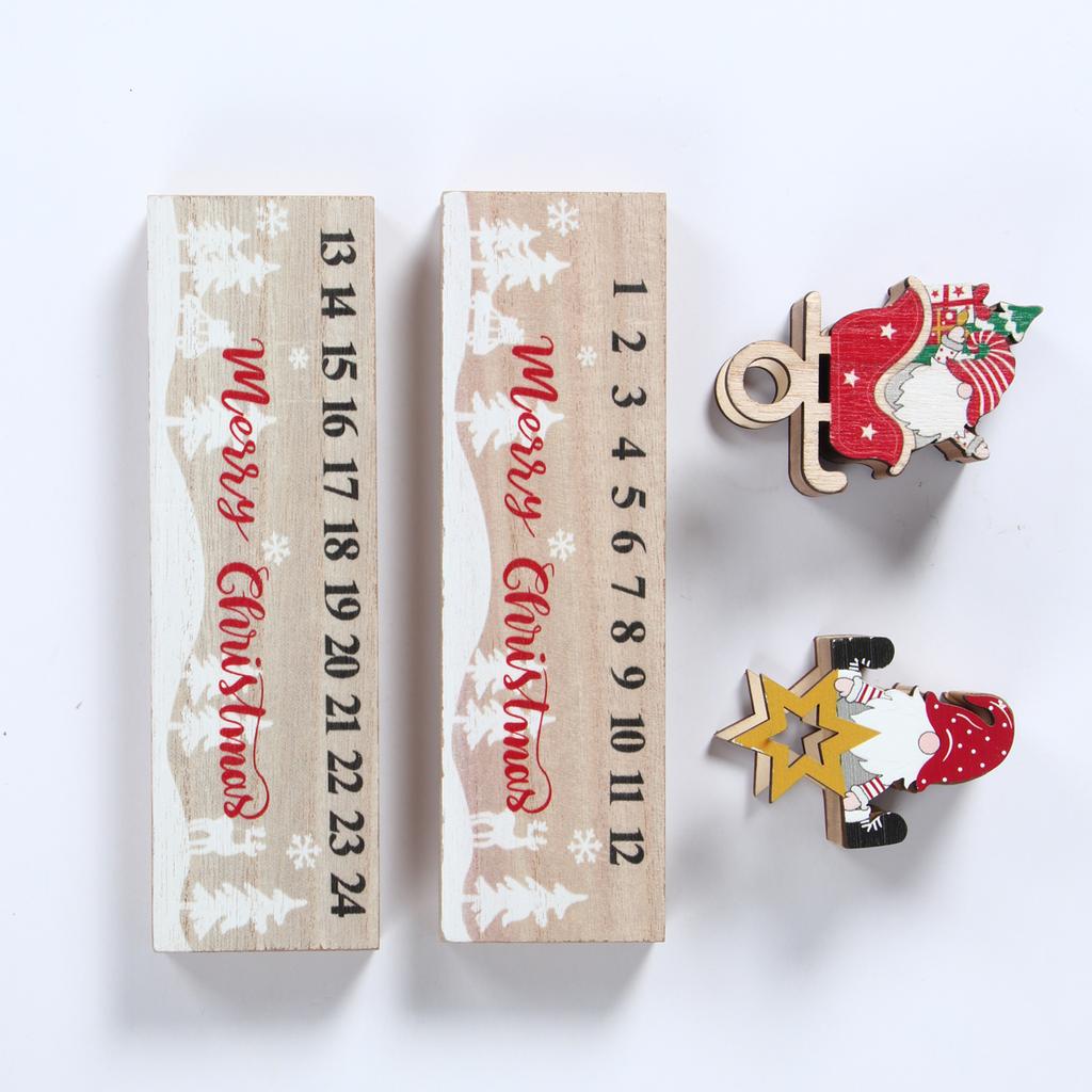 Рождественский Адвент-календарь Новый год 2024 Деревянный Санта-Клаус Раздвижной календарь обратного отсчета Украшение Настольный рождественский подарок для вечеринки Декор для дома