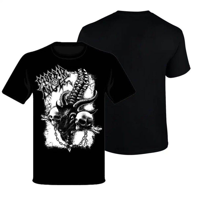 Лето 2025 Новая мужская футболка с принтом и круглым вырезом Популярная в Европе и Америке Mayhem Chaos Band Принт Короткий рукав