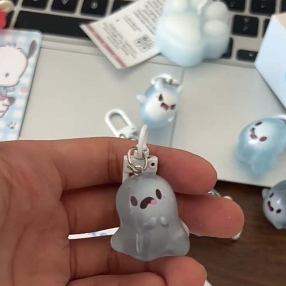 Bag Pendant Jelly Ghost Keychain Halloween Resin Keychain Creative Luminous Keychain  Women