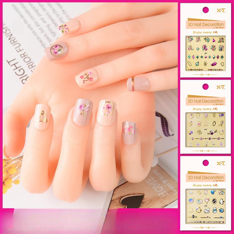 3D Three-dimensional Hot Stamping Nail Decals Star and Moon Sapphire Color Imitation Diamond Self-adhesive Nail Art Sticker DIY Jewelry