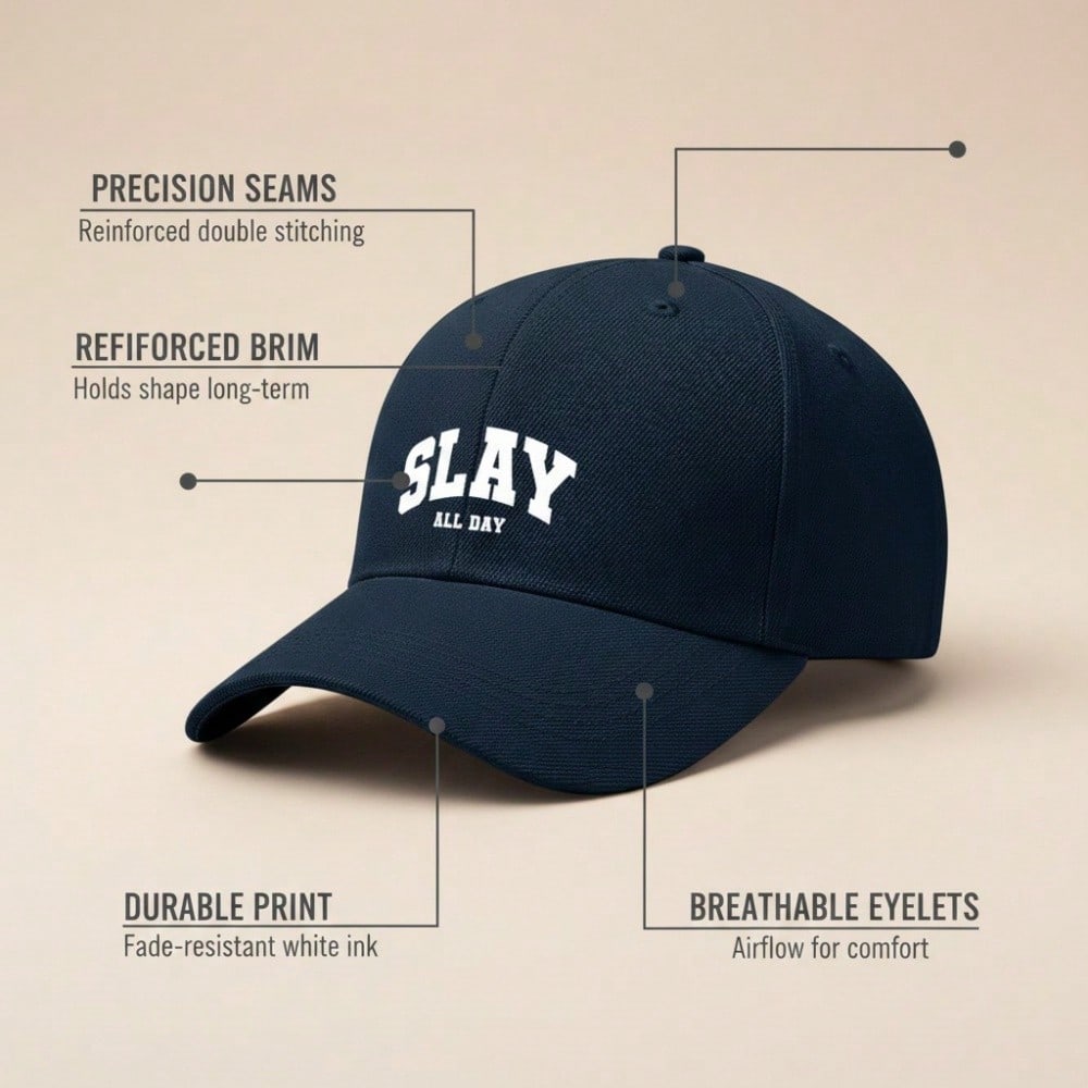 [Letter Baseball Cap] Slay All Day Print Polyester Adjustable Breathable Casual Outdoor Sports Hat For Men Women Summer Beach Travel Gift