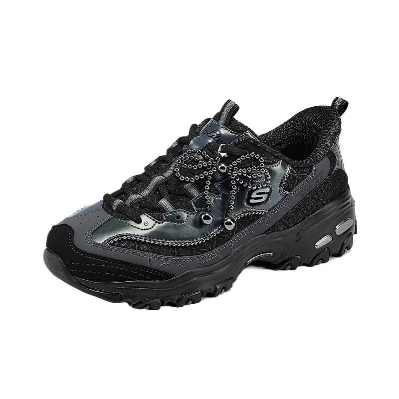 Skechers Спортивные Женские Сетчатые Искусственная Кожа Модные Повседневные Классические Простые Низкие Папины Кроссовки Женские Кроссовки Черные 150559-BKCC