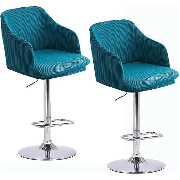 Set of 2 Dining Chair Covers Slipcover with Armrest Curved Back, Height Bar Stools Covers Back Chair Protector for Dining,B