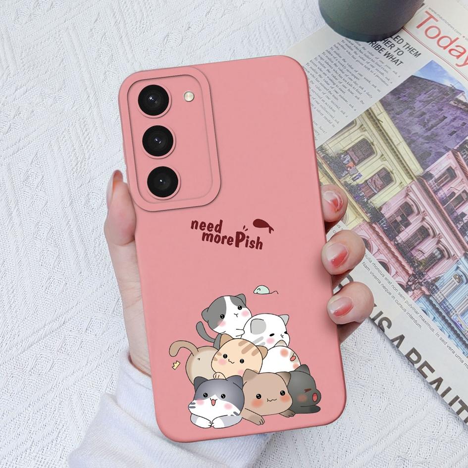 Case For Samsung Galaxy S22 S23+ S20 S21 Plus Ultra S 20 21 Cute Cat Owl Pattern Protective Liquid Square Silicone Case Bumpers For Samsung S23 Fundas