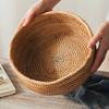 1pc/3pcs Rattan Fruit Basket Circular Woven Decorative Serving Basket Steamed Bun Basket Home Desktop Storage Box