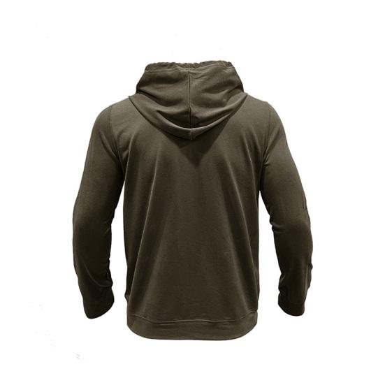 Fall Spring Men Top Drawstring Chest Pockets Buttoned Hooded Long Sleeves Pure Color Elastic