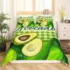 Fruit Duvet Cover Set, Cute Cartoon Avocado Decor 3 Piece Bedding Set with 2 Pillow Shams, Queen King Full Size, Paprika Green