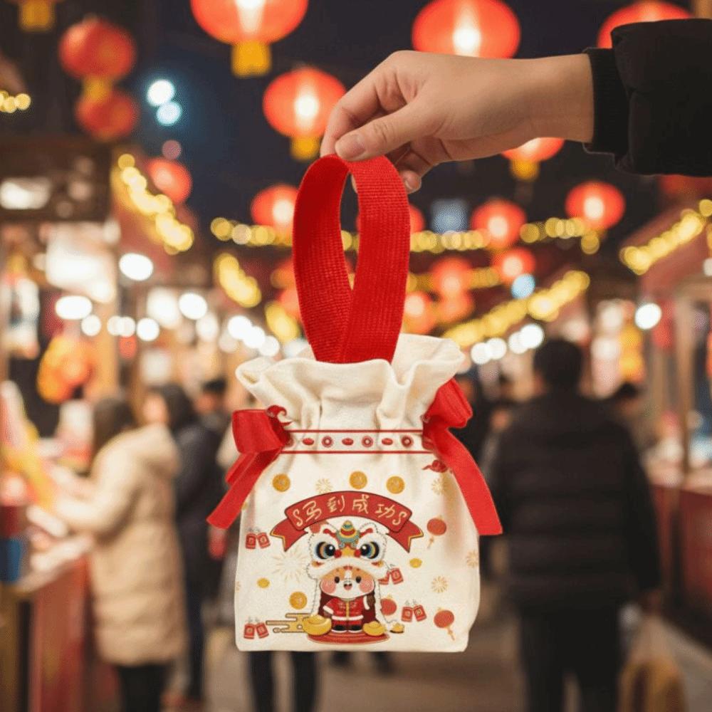 Cartoon Horse Year Handbag Bag Canvas Wedding Candy Bag Kids Gift Drawstring Bag Wedding Event