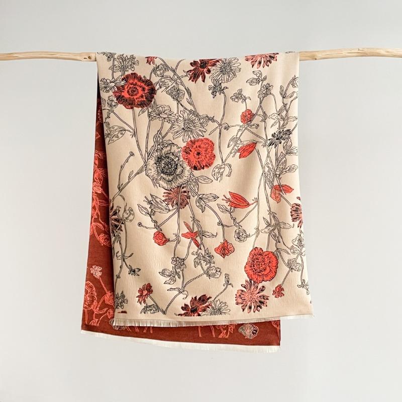 Scarf Women's Winter Thickened Warm Printing Imitation Cashmere Student Scarf Double-sided Fashion Air Conditioner Shawl Outside