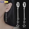 Elegant Popular Three Stars Hoop Earrings For Women 925 Sterling Silver Party Jewelry Beautiful Long Tassel EarringElegant