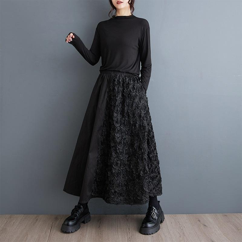 Cotton Plus Size High Waist Vintage Spring Autumn Casual Loose Long for Woman Skirts Womens Skirt