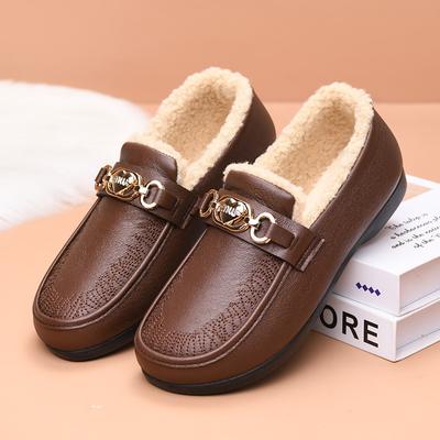 Обработка и кастомизация новой зимней женской хлопковой обуви на плоской подошве, холодостойкой и водонепроницаемой, удобной и повседневной, с бархатной подкладкой и утеплителем