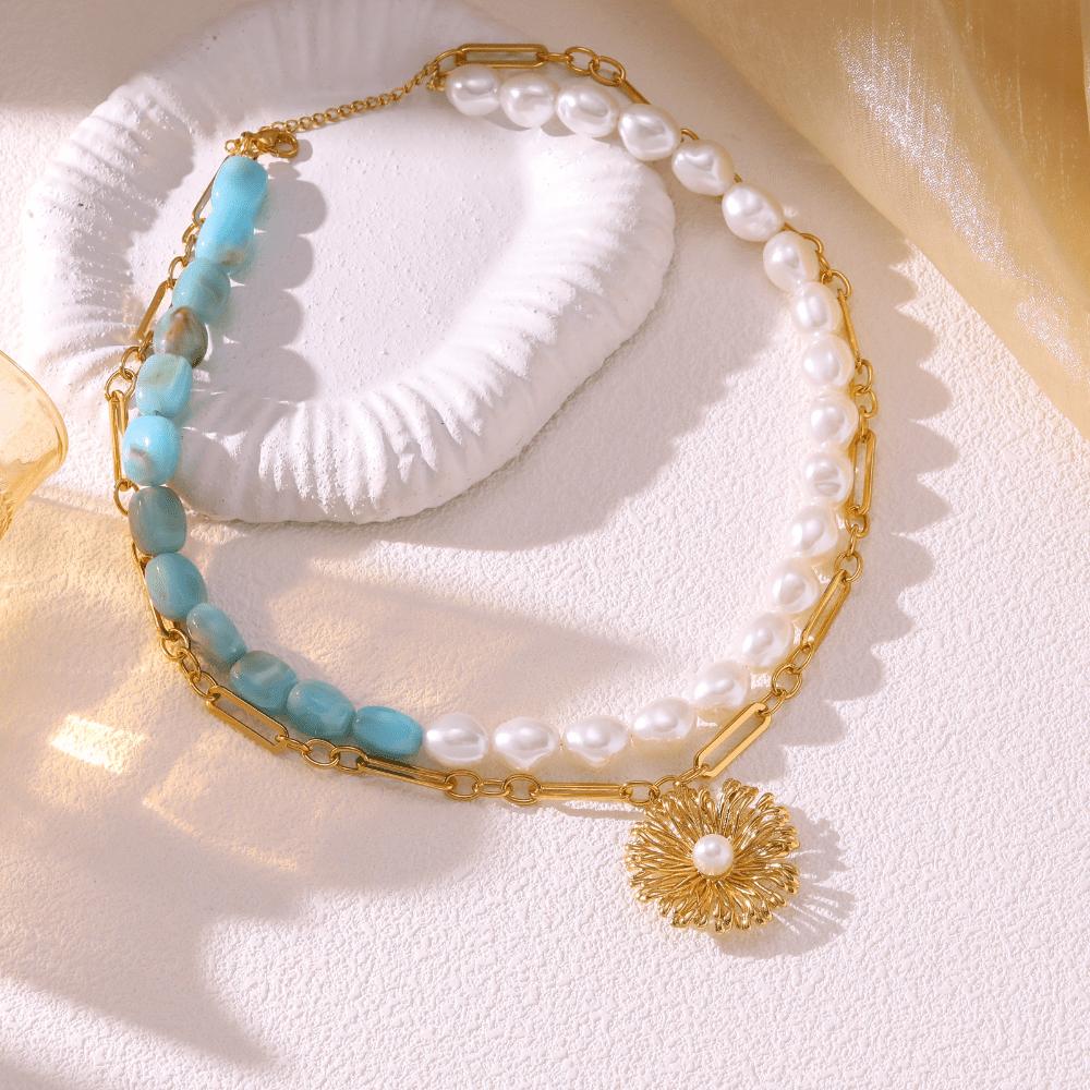 Европейские и американские многослойные necklaces в стиле легкой роскоши, подвески-цветы, аксессуары, модные трендовые цепочки