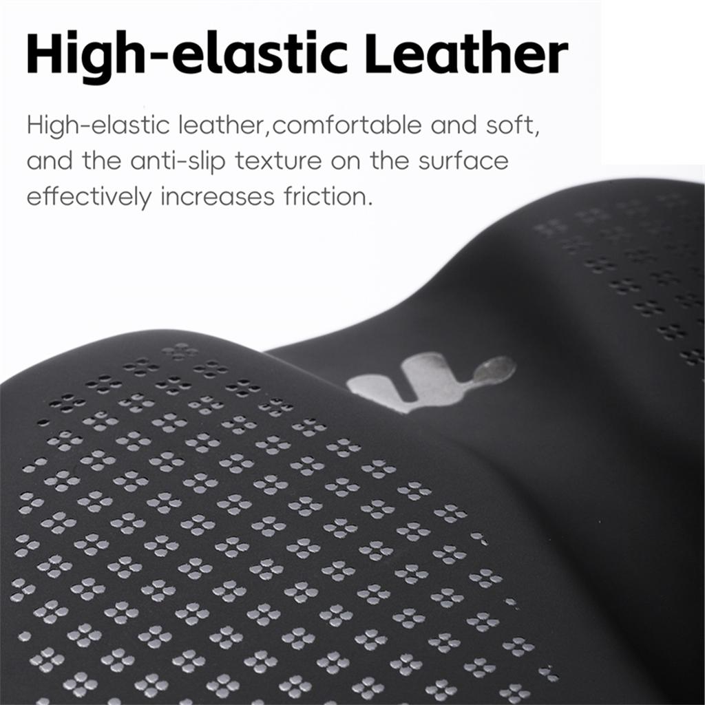 Mountain Bike Saddle Comfortable PU Leather Saddle with Hollow Design Anti-Slip Shockproof for