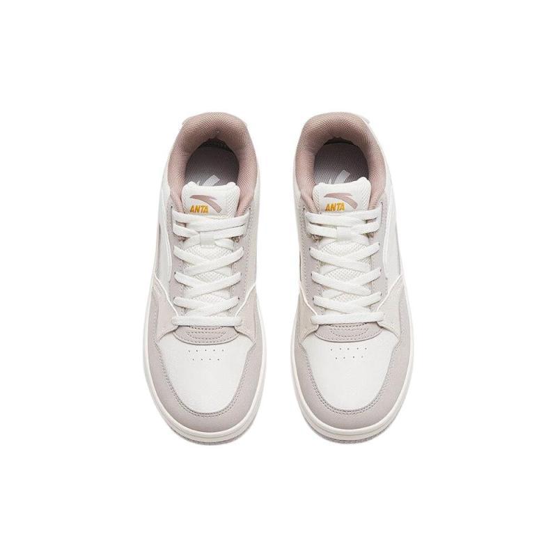 Anta 982GZ Synthetic Leather Low top Slip Resistant Cushioning Abrasion Resistant Skateboard Shoes Women's White Gray Sneakers 122318063-3