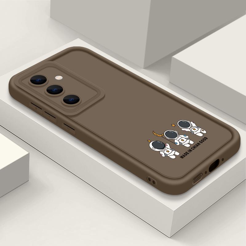 Мягкий противоударный чехол с принтом маленького астронавта для телефона Samsung S25 Ultra S24 FE S23 Plus S22 A56 A36 A16 A55 A06 A05 A15 A35 A54 Матовый чехол-бампер из ТПУ