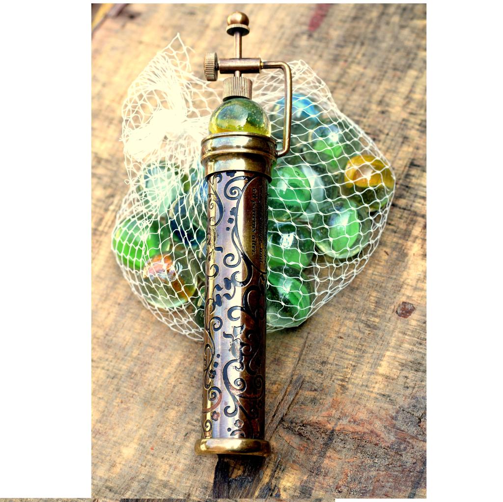 Antiqued Brass Kaleidoscope with Marble Eyepiece Premium Kaleidoscope Gift