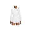 Solid Color Half-Zip Casual Tight Dry Tennis Long Sleeve T-Shirt Women Tops White FV0258-100