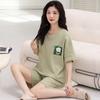 Пижама женская из чистого хлопка с короткими рукавами, студенческий пуловер с рисунком из хлопка, корейская версия, женская домашняя одежда
