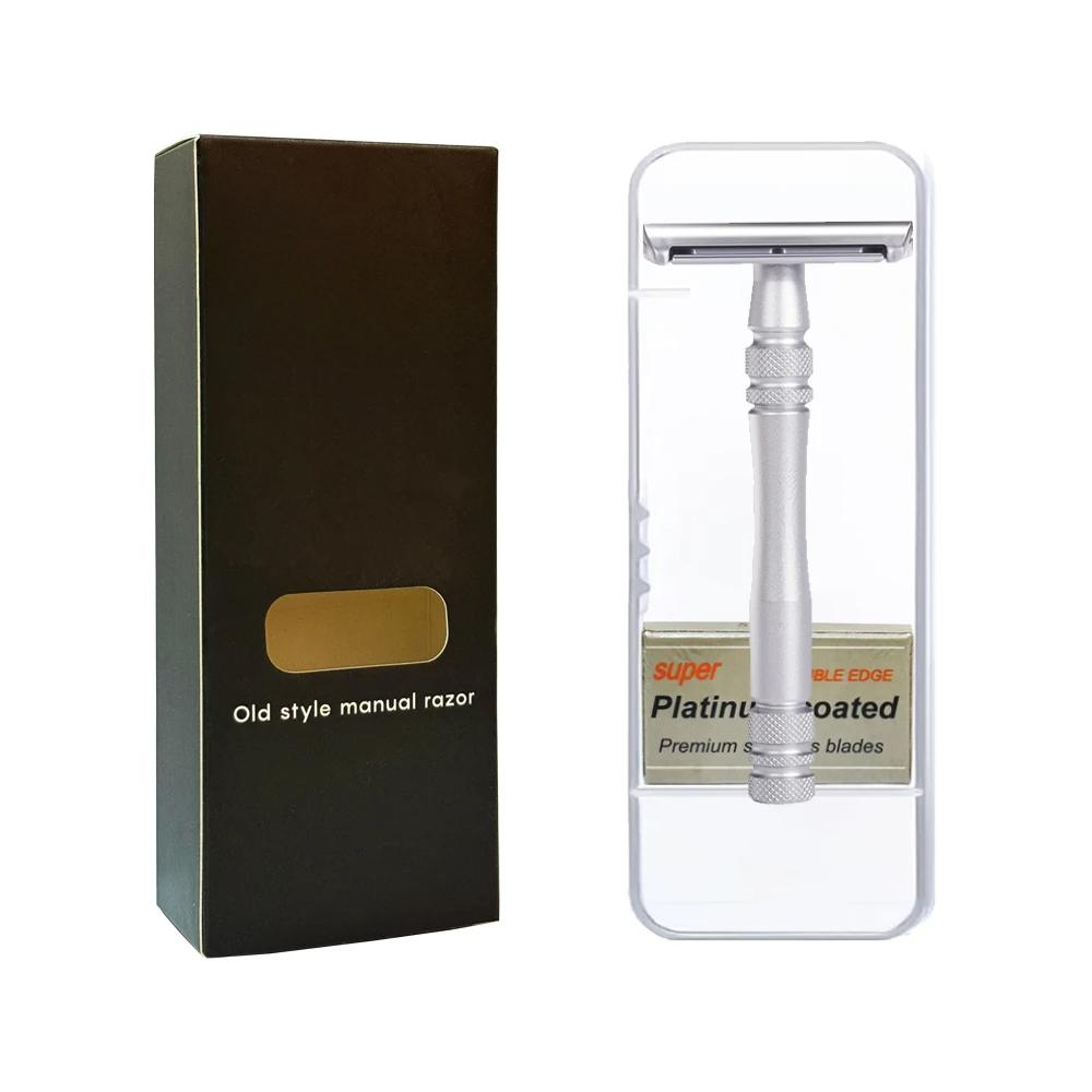 Безопасная бритва с двойным лезвием Портативные металлические бритвы для мужчин и женщин Удаление волос с 5 лезвиями с платиновым покрытием