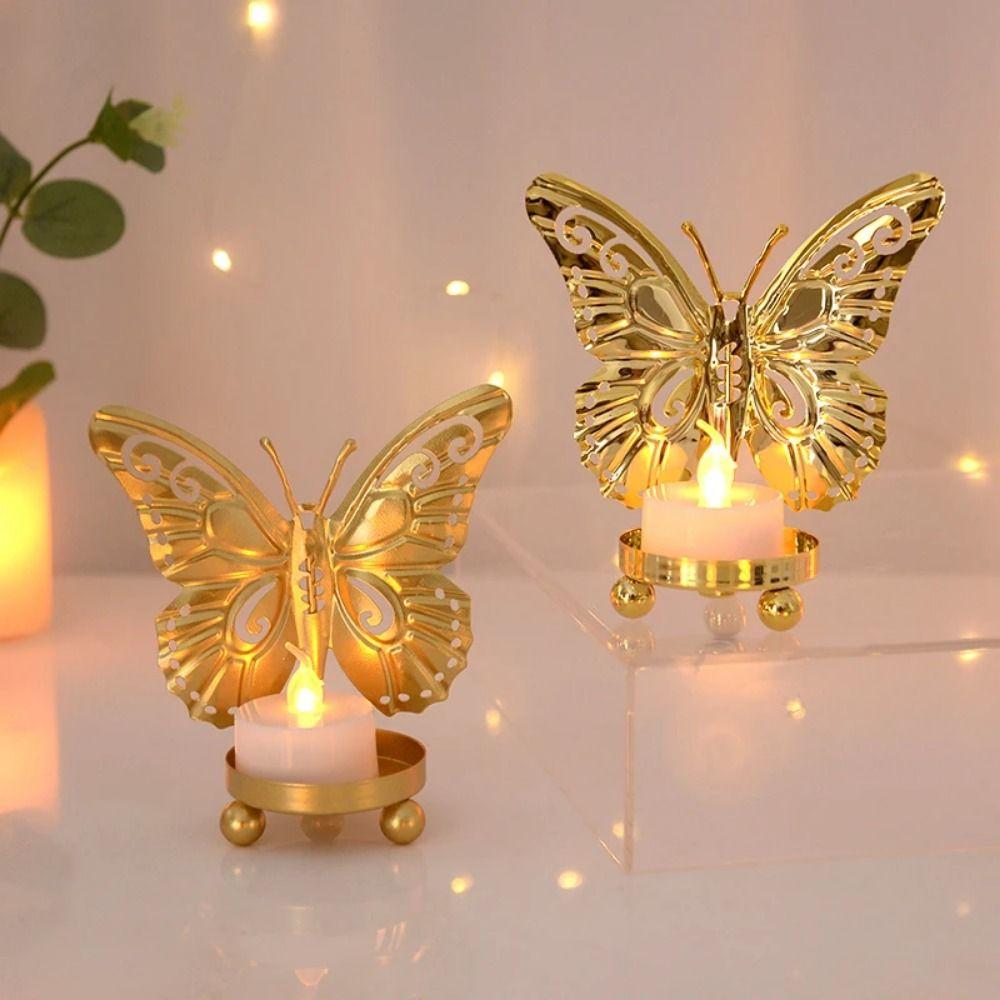 Elegant Butterfly Candle Holders Electroplated Iron Candle Stand  Table