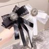 New Cloth Art Bow Tie Rhinestone Crystal Bowknot Brooches For Women Shirt Collar Pins Party Necktie Jewelry Accessories