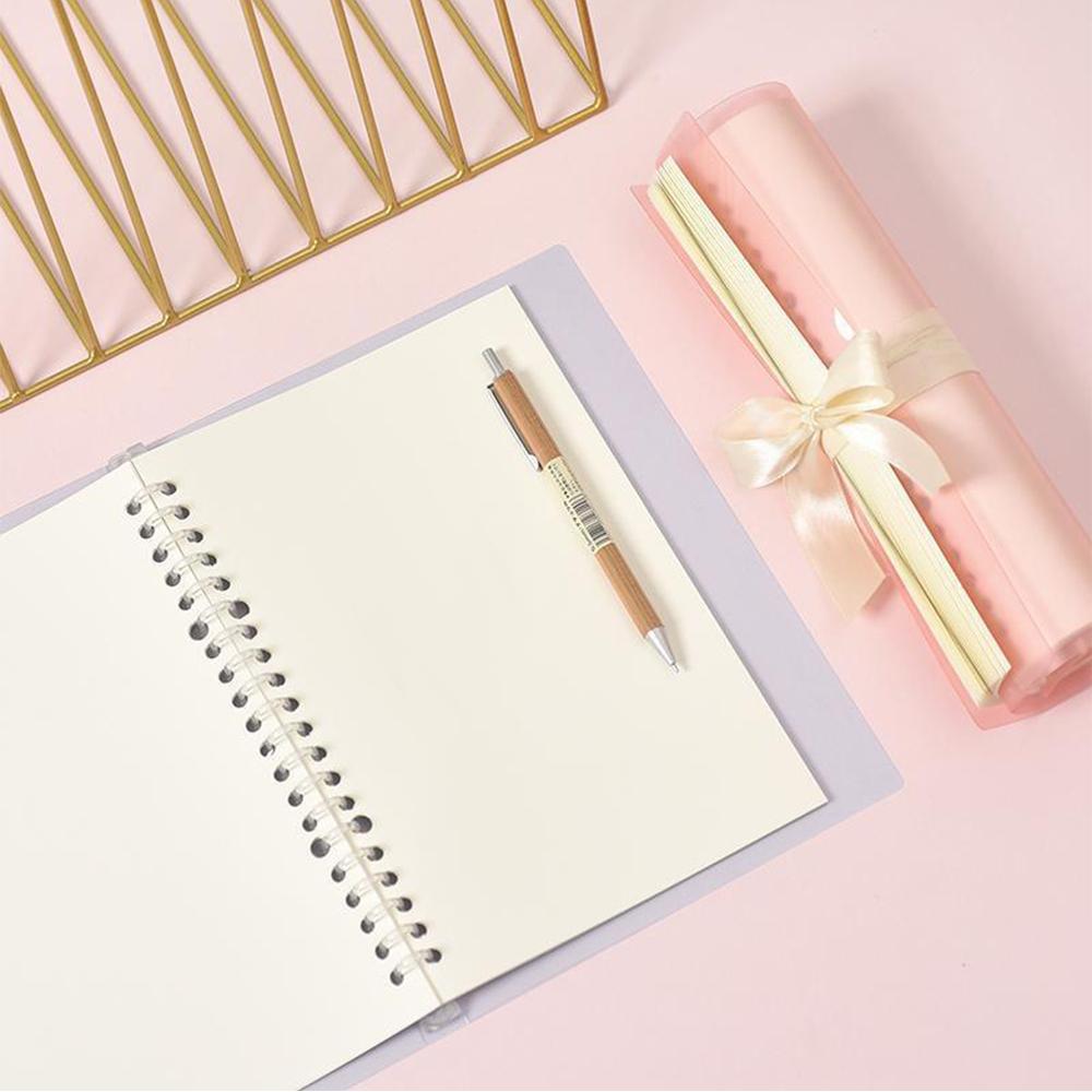 Transparent B5 Refillable Notebook 26 Rings Holes Loose Leaf Binder Flexible Waterproof PP Cover 30 Sheets Ruled Lined Paper Refillable Binder