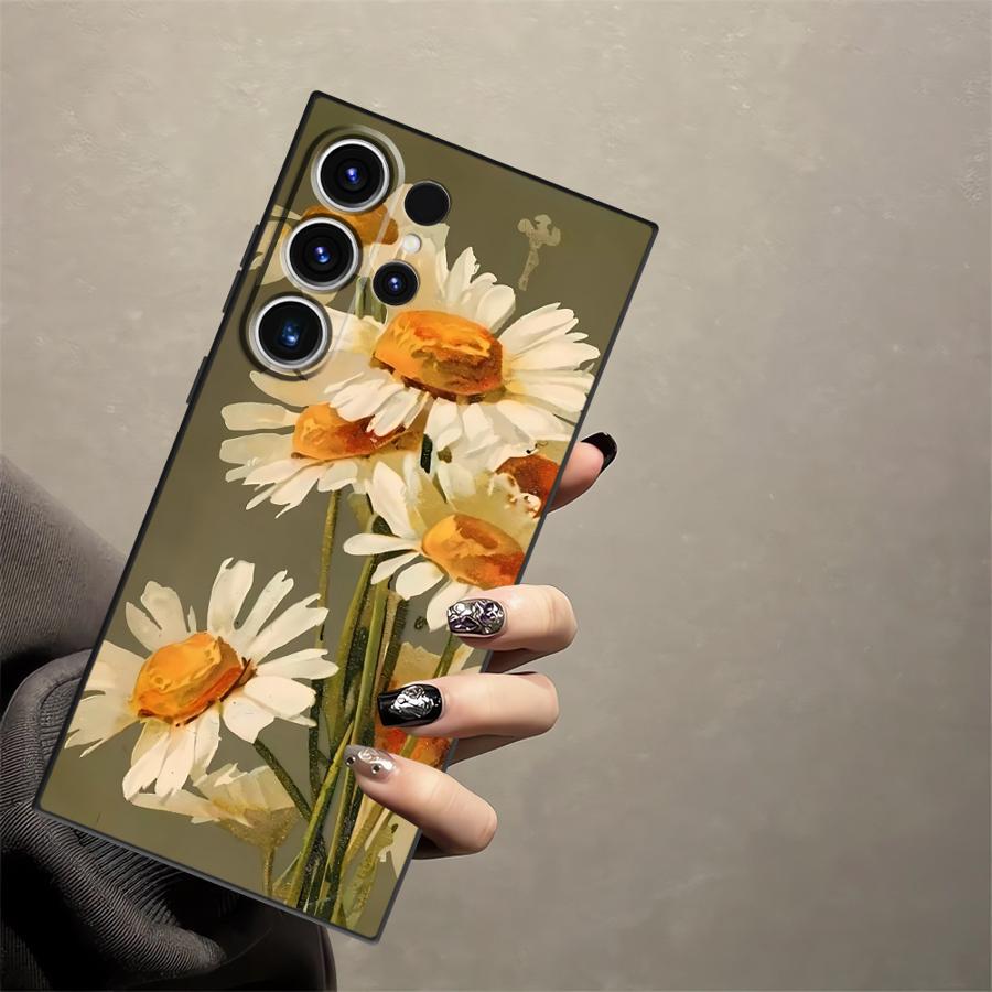 Чехол для телефона Funda для Samsung Galaxy S26 Ultra S25 Plus S23 S20 Ultra S21 FE S24 Note 20 8 9 10 S10 S9 Масляная живопись Цветок