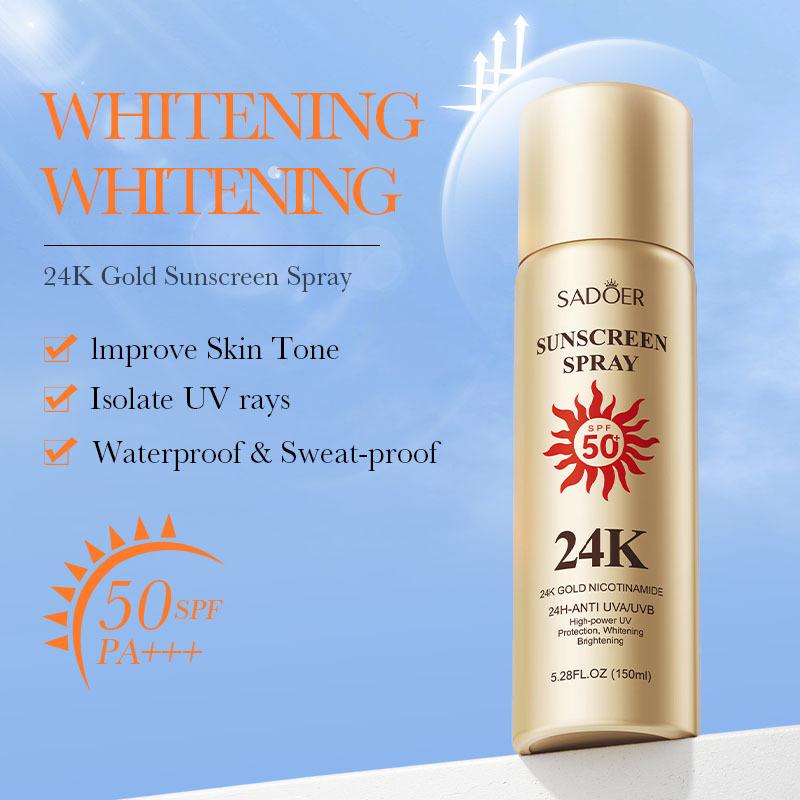 Солнцезащитный спрей SPF50 с 24-каратным золотом и ниацинамидом, защита от УФ-лучей для лица и тела, легкий увлажняющий солнцезащитный мист