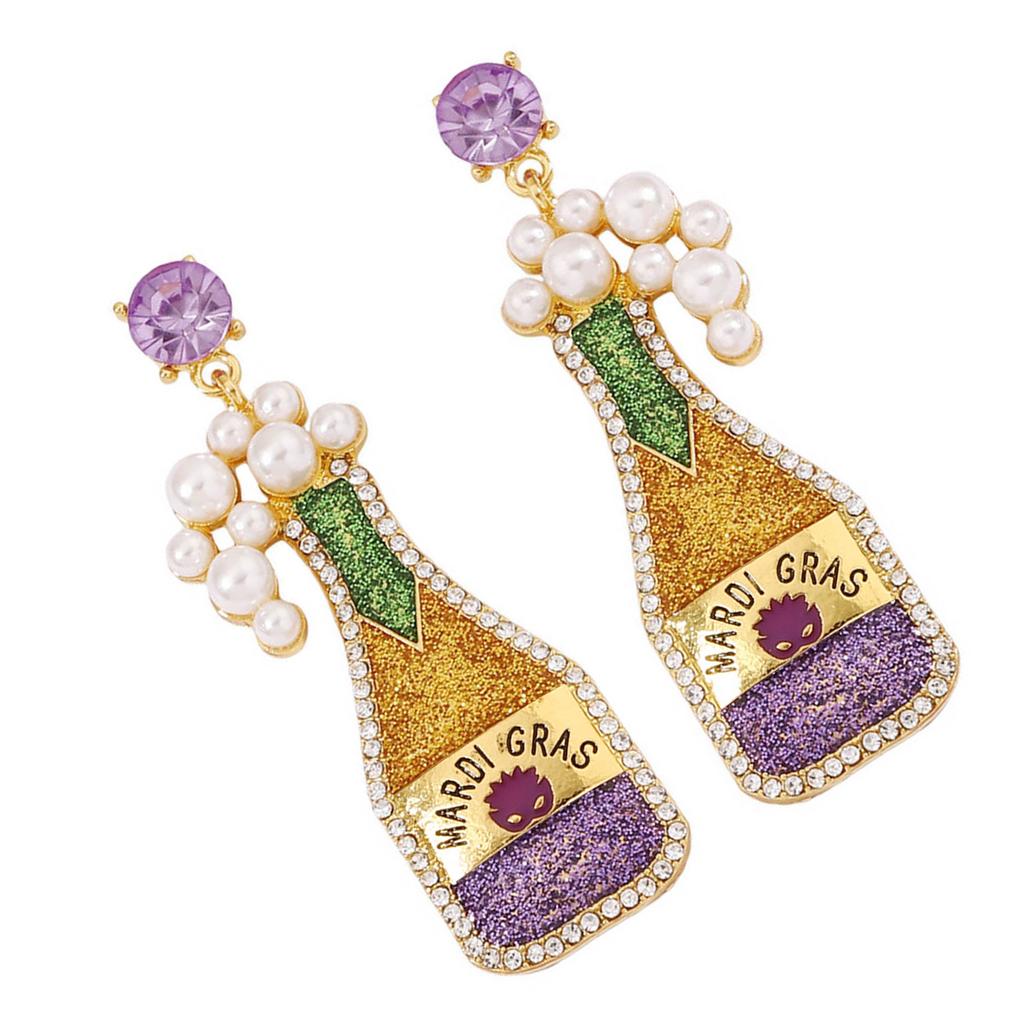 Vibrant Celebration Stand Out Stud Earrings Champagne Earrings Fashionable Outdoor Bottle Shape Dangle Earrings