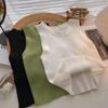 Зеленый вязаный топ без рукавов, короткий женский укороченный топ, сплошной цвет, внутренняя одежда, узкий короткий жилет, корейская мода