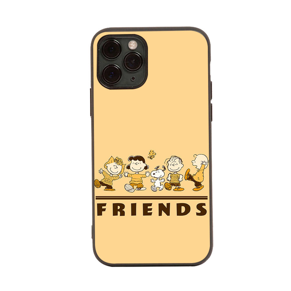 SM5 Snoopy Friend черный мягкий чехол для iPhone 16 15 Plus 14 13 Pro 8 SE XR XS Max P30 Nova 5T Y5P Y6 Y7 Y8P Y9 Realme C30 C33 C31 VIVO Y36 V27