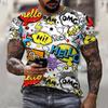 Graffiti Comic Explosion 3D Full Body Three-dimensional Printing Summer Hip-hop Fun Personality Men's T-shirt Short-sleeved Top